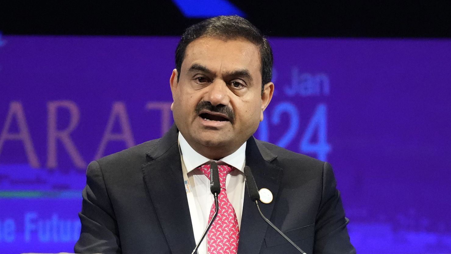 Gautam Adani addresses the Vibrant Gujarat Global Summit, a business event to attract investments to the Gujarat state, in Gandhinagar.
