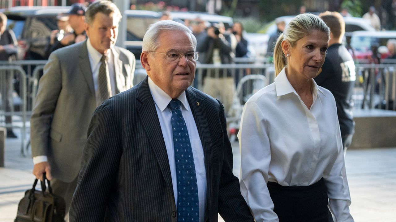 Democratic U.S. Sen. Bob Menendez of New Jersey and his wife Nadine Menendez arrive at the federal courthouse in New York, September 27, 2023.