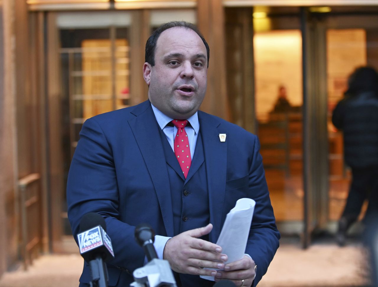 Boris Epshteyn speaks in New York on January 18, 2024.