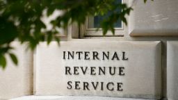 A sign outside the Internal Revenue Service building in 2021 in Washington, DC.
