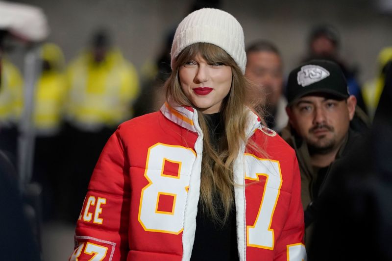 Taylor Swift at the Chiefs-Dolphins playoff game in Kansas City in January.