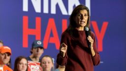 Nikki Haley speaks at a campaign event in Mauldin, South Carolina, on Saturday.