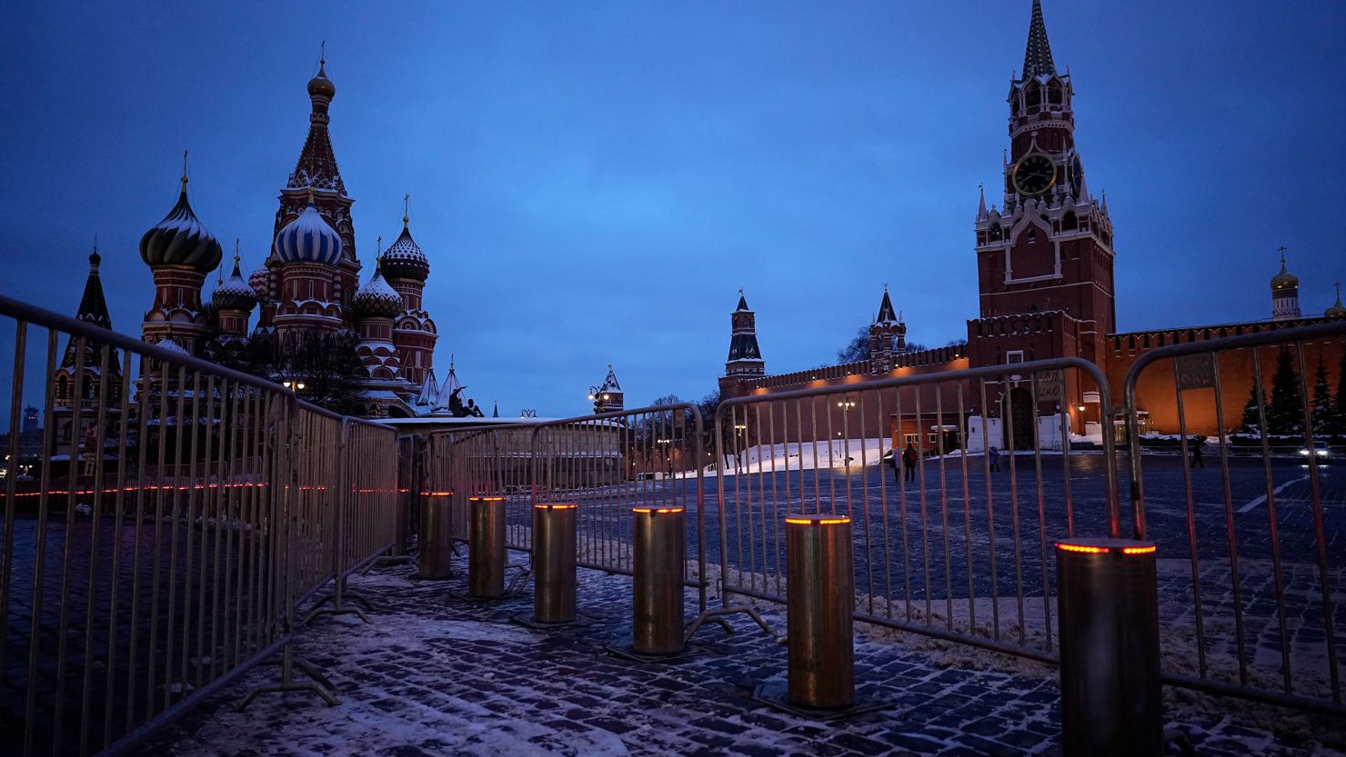 An almost empty Red Square at dawn in Moscow, Russia, on January 30, 2024.