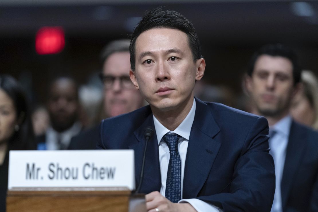 TikTok CEO Shou Zi Chew speaks during a Senate Judiciary Committee hearing with other social media platform heads on Capitol Hill in Washington, Wednesday, Jan. 31, 2024, to discuss child safety online.