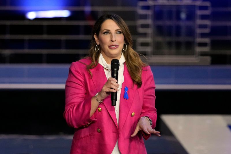 Republican National Committee Chair Ronna McDaniel speaks before a Republican presidential primary debate hosted by NBC News, Nov. 8, 2023, at the Adrienne Arsht Center for the Performing Arts of Miami-Dade County in Miami.