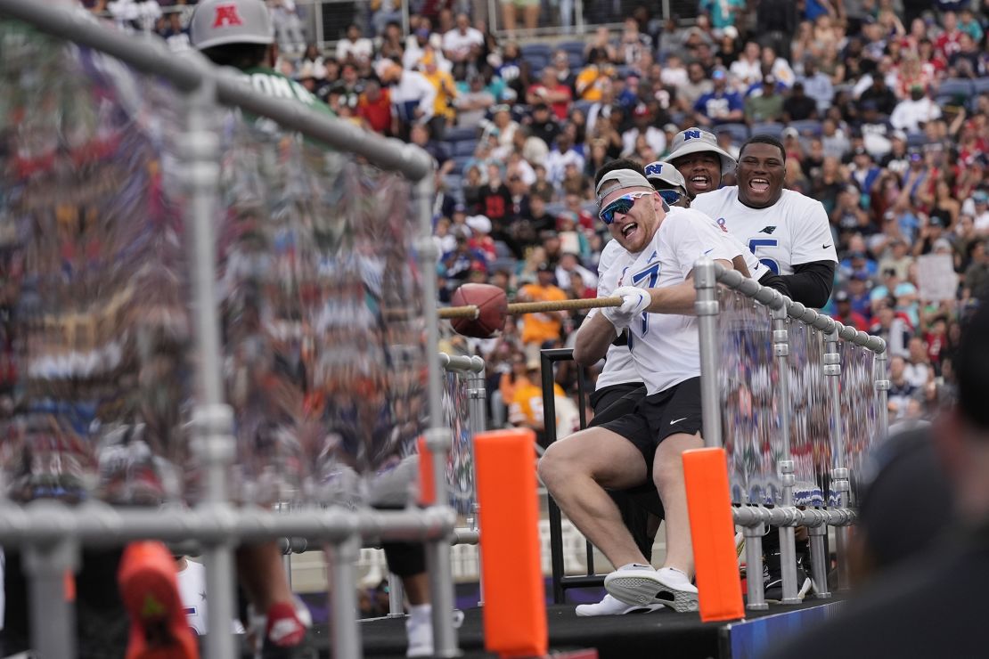 Players compete in a tug-of-war skills challenge event.