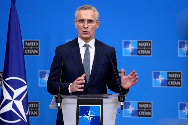 NATO Secretary General Jens Stoltenberg addresses a media conference at NATO headquarters in Brussels earlier this month.