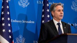 Secretary of State Antony Blinken speaks during a press conference in Tel Aviv, Israel on Wednesday, February 7.