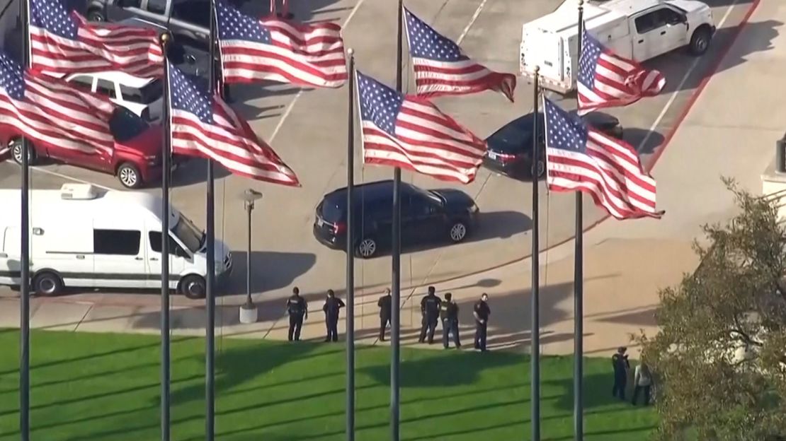 In this screen grab taken from video provided by KTRK-TV, authorities respond Sunday to a shooting at Lakewood Church, the Houston megachurch of celebrity pastor Joel Osteen.