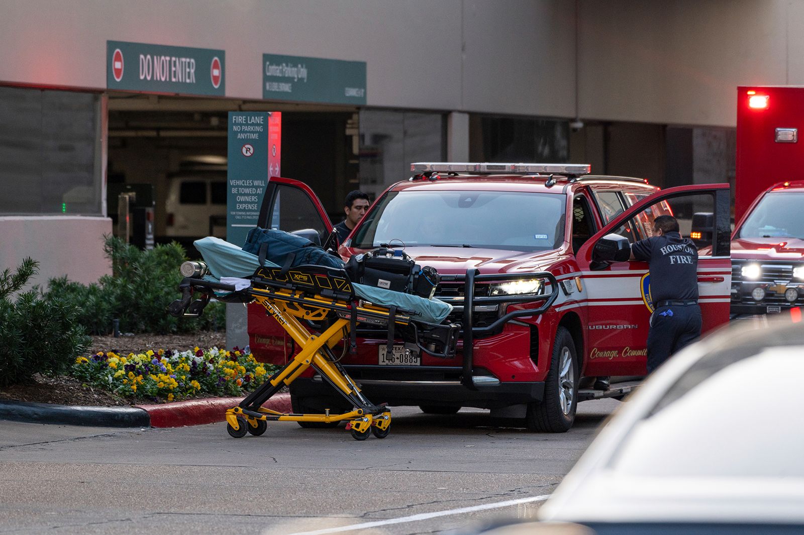 Authorities say a woman opened fire at Lakewood Church on Sunday in Houston, Texas.