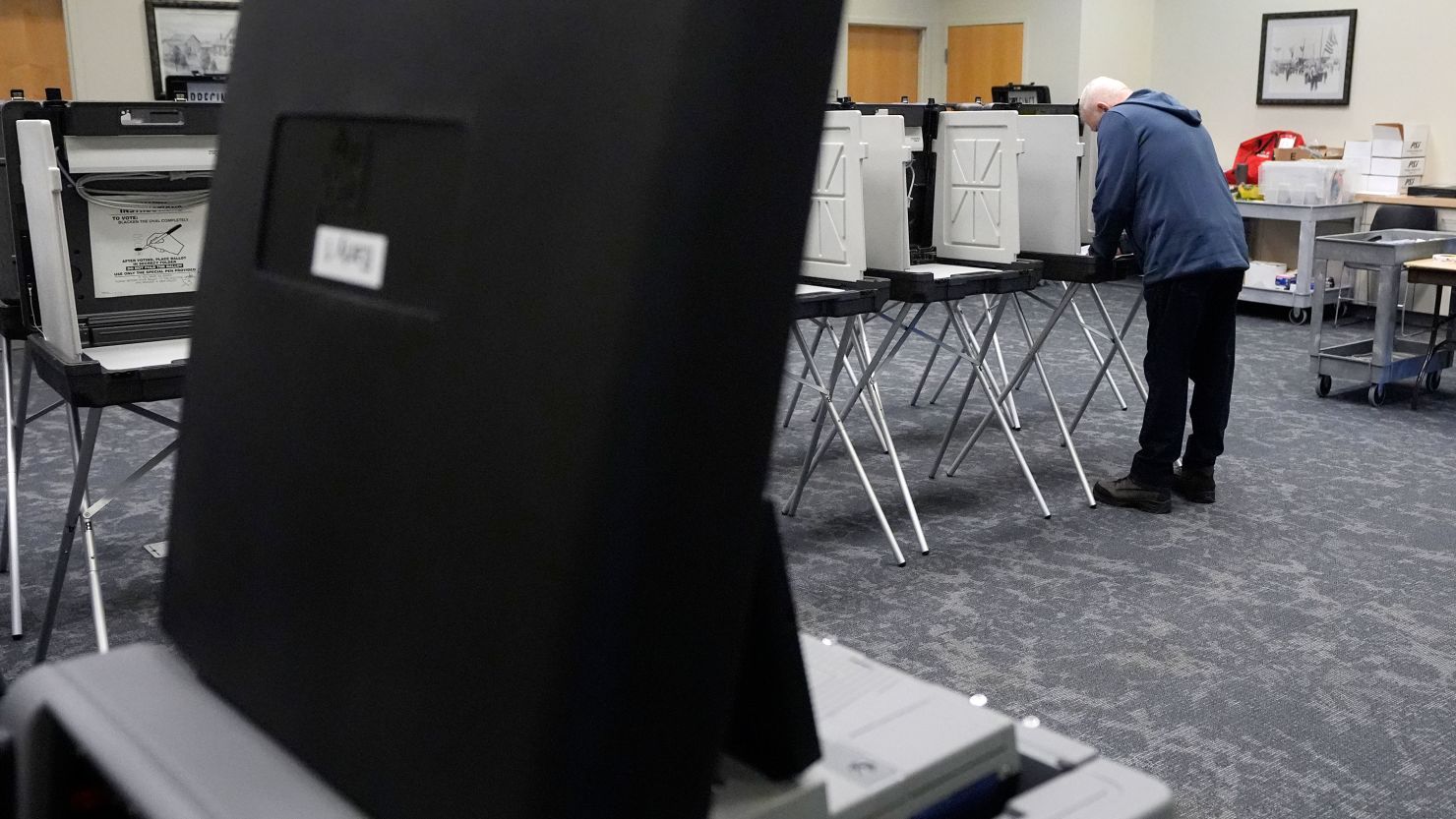 Early voting takes place at a polling location in Warren, Michigan, on February 21, 2024.