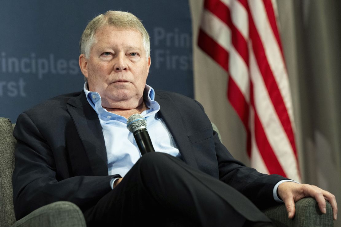 Michael Luttig, U.S. Court of Appeals for the Fourth Circuit (ret.), speaking at the Principles First Summit taking place at the Conrad Hotel in Washington, D.C, on Feb 25, 2024. (Photo by Michael Brochstein/Sipa USA)(Sipa via AP Images)