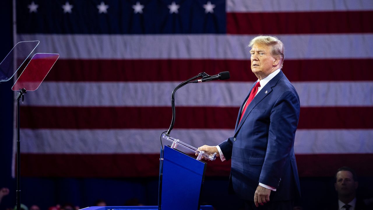 Former President Donald Trump delivers remarks during the Conservative Political Action Conference (CPAC) at the Gaylord National Resort and Convention Center in National Harbor, Md., February 24, 2024.