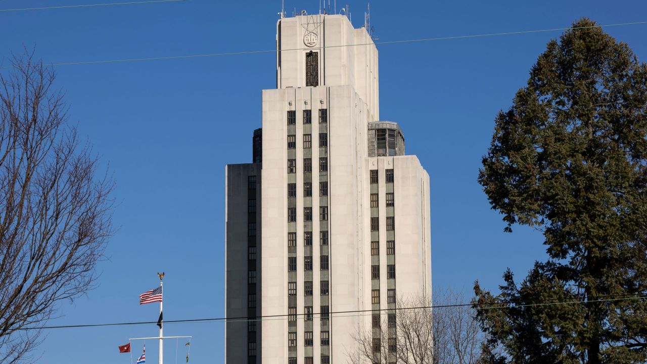 The Bethesda Naval Hospital is seen at the Walter Reed National Military Medical Center in Bethesda, Maryland, on February 21, 2024.