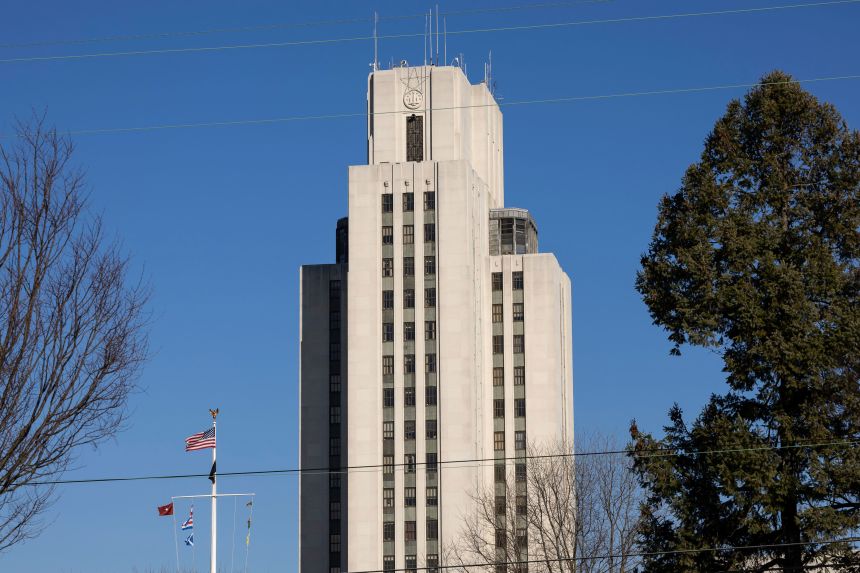 The Bethesda Naval Hospital is seen at the Walter Reed National Military Medical Center in Bethesda, Maryland, on February 21, 2024.