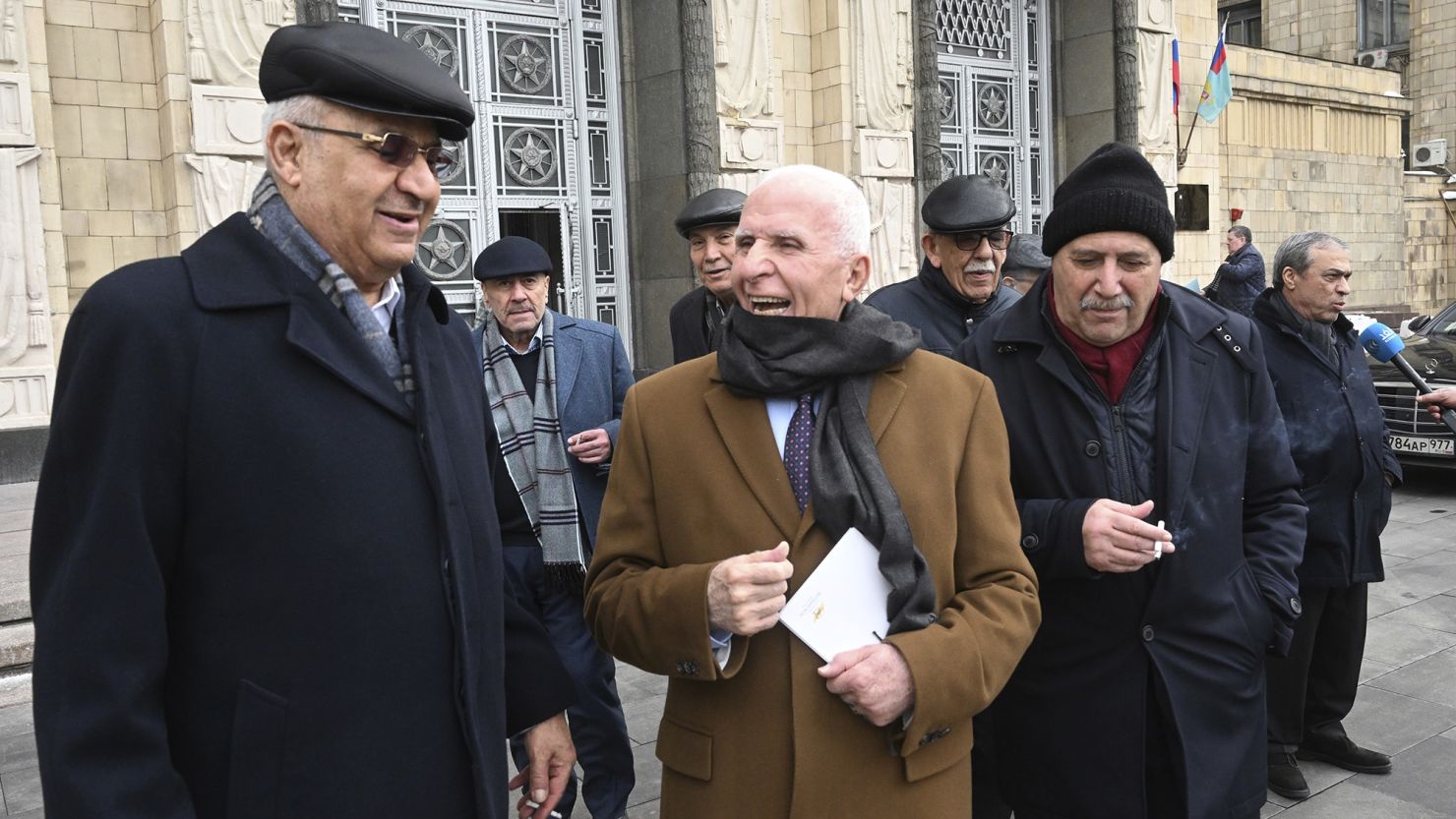 Azzam Al-Ahmad, a member of Fatah's central committee and the Executive Committee of the Palestine Liberation Organization (PLO), leaves after the intra-Palestinian meeting in Moscow.