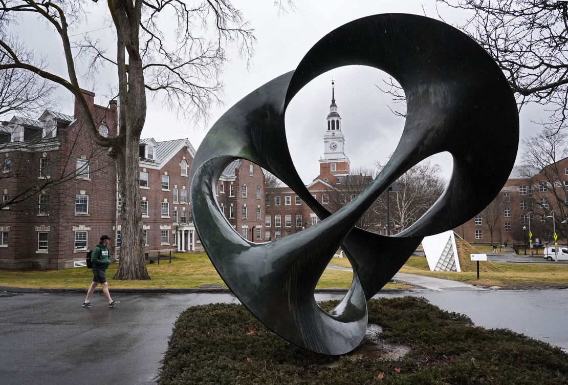 A student walks on the campus of Dartmouth College, Tuesday, March 5, 2024, in Hanover, N.H.