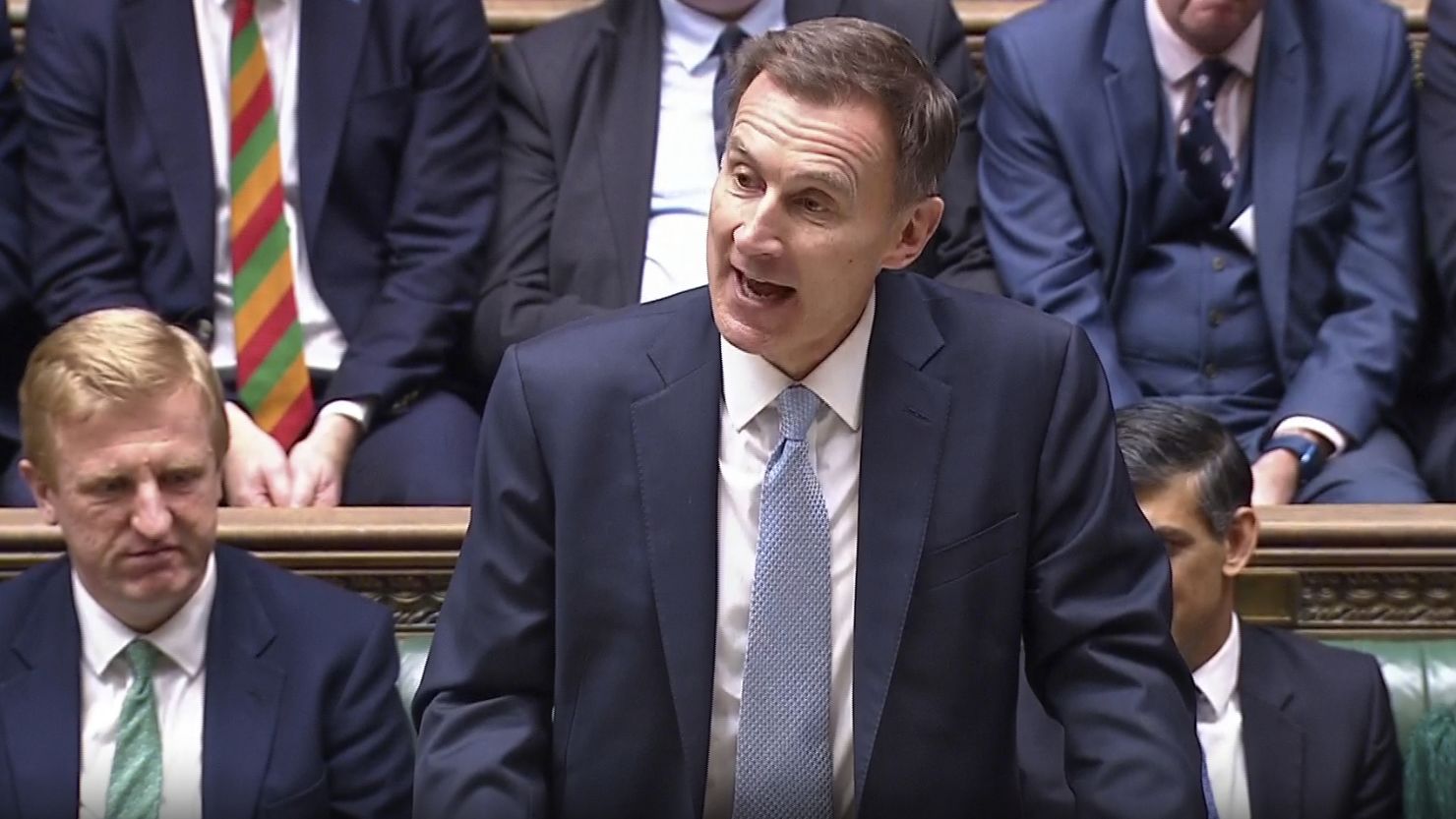 UK finance minister Jeremy Hunt delivers his budget announcement to the House of Commons in London on March 6, 2024.