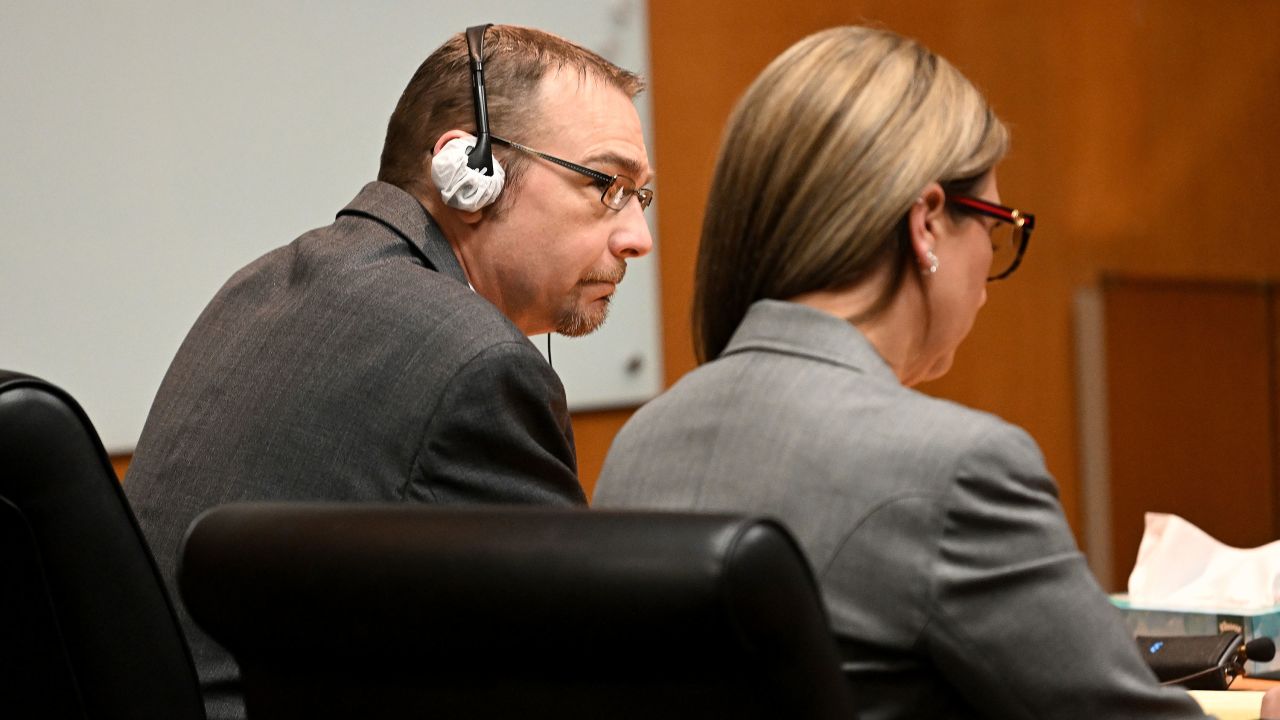 James Crumbley and his attorney Mariell Lehman listen to the verdict in Oakland County Court in Pontiac, Mich., Thursday, March 14, 2024. Crumbley, the father of a Michigan school shooter, was found guilty of involuntary manslaughter, a second conviction against the teenâ€™s parents who were accused of failing to secure a gun at home and doing nothing to address acute signs of his mental turmoil. (Robin Buckson/Detroit News via AP, Pool)