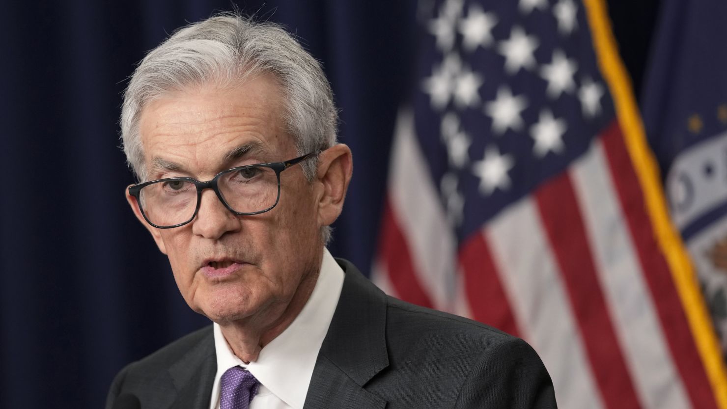 Federal Reserve Chair Jerome Powell speaks during a news conference in Washington, DC, on March 20.