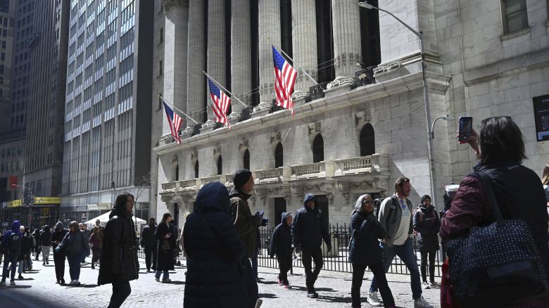 Atmosphere in and around Wall Street and The New York Stock Exchange in the Financial District of Lower Manhattan, New York City on March 22, 2024. Here, The New York Stock Exchange Building.