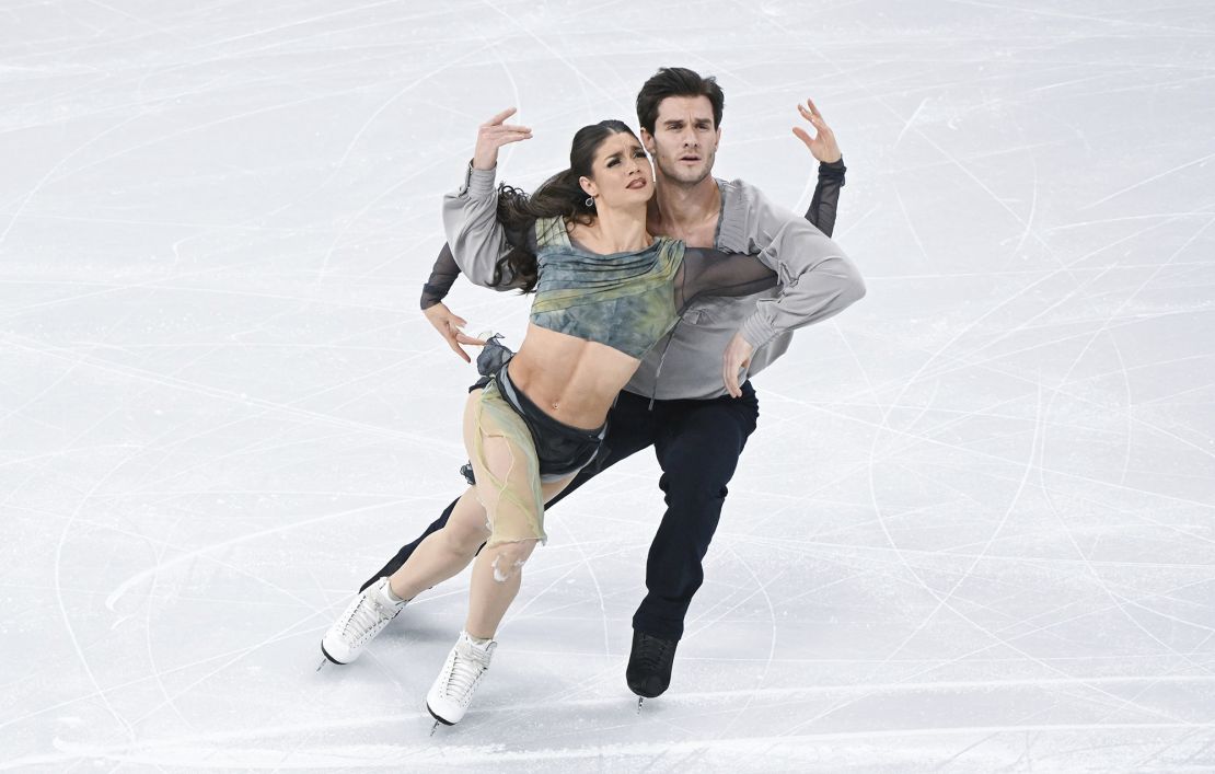 Sørensen and Laurence Fournier Beaudry perform their free dance in the ice dance competition at the 2024 world championships.