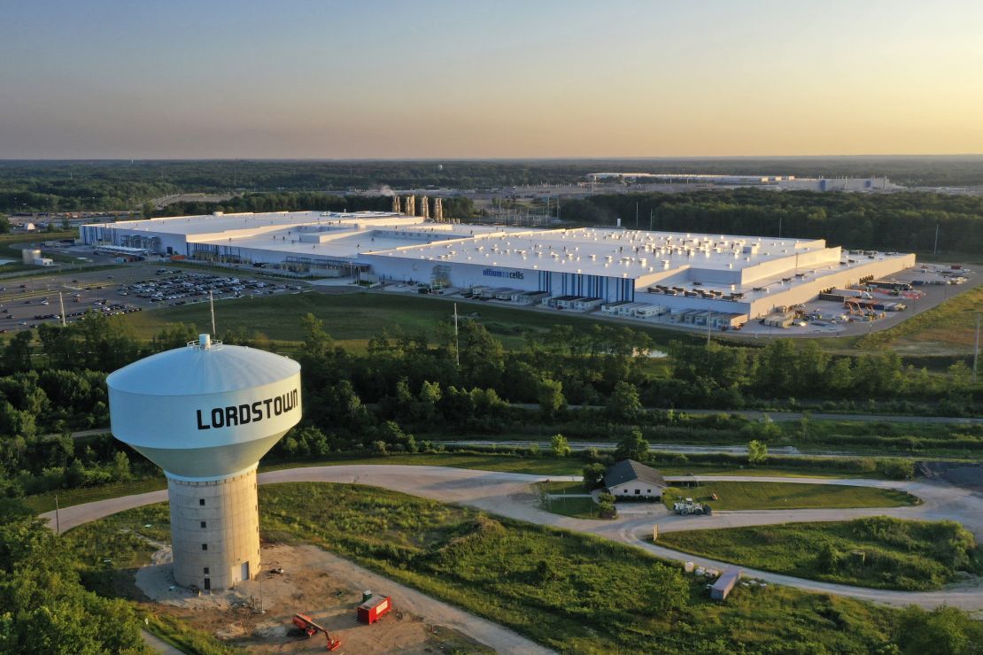 A view of the Ultium Cells factory in Lordstown, Ohio, on July 7, 2023.