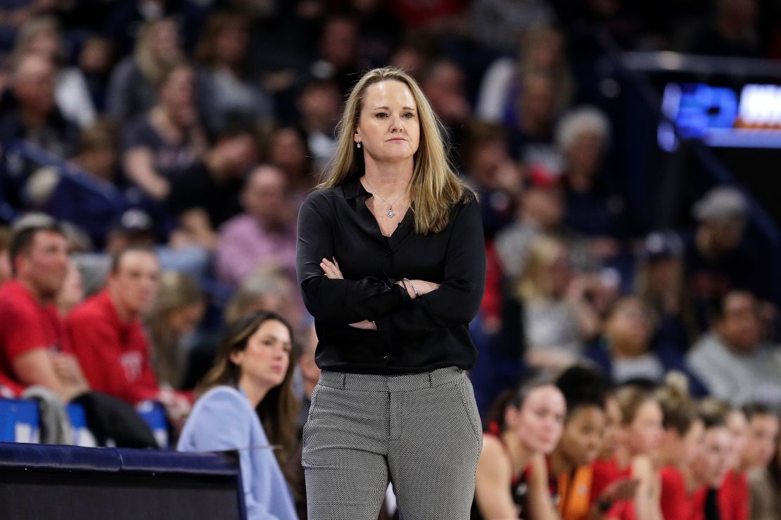 Lynne Roberts watches during the first half of the game between Gonzaga and Utah.