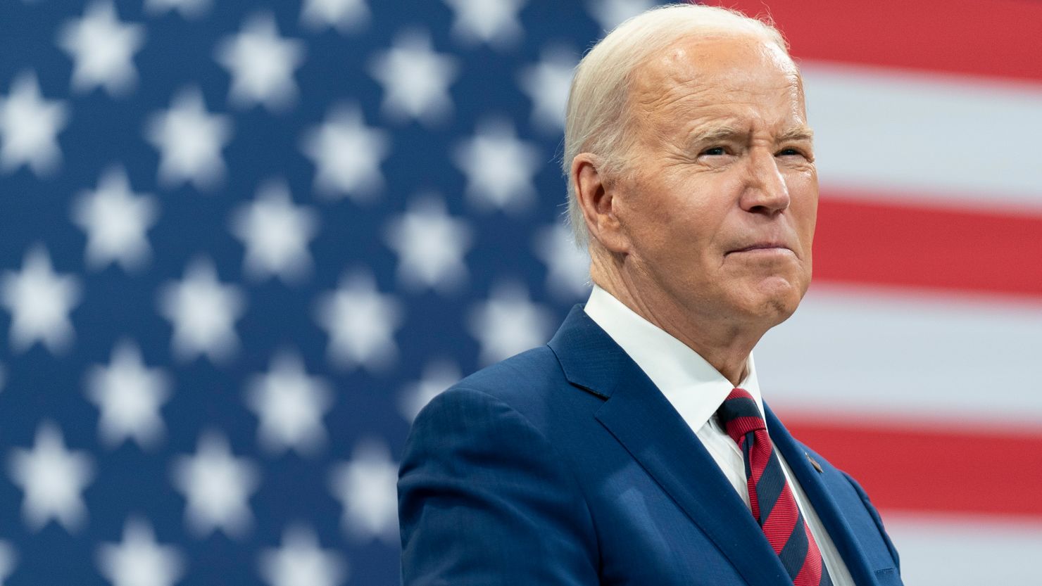 President Joe Biden delivers remarks during a campaign event with Vice President Kamala Harris in Raleigh, North Carolina, on March 26, 2024.