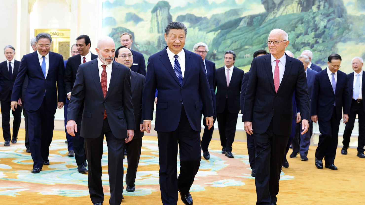 Chinese leader Xi Jinping meets with US CEOs and academics at the Great Hall of the People in Beijing on March 27, 2024.