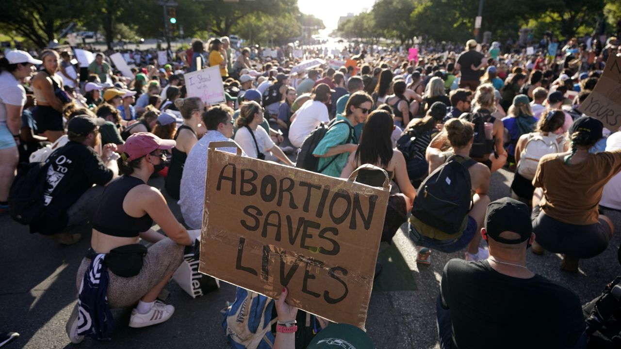Demonstrators gathered near the Texas Capitol following the U.S. Supreme Court's decision to overturn Roe v. Wade.
