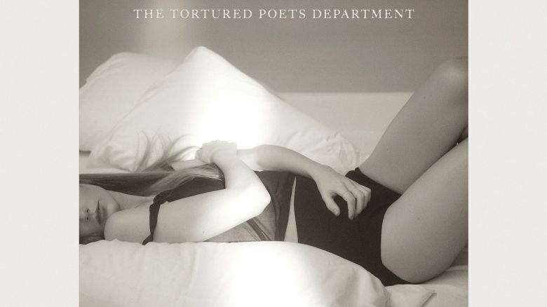 Taylor Swift on the cover of 'The Tortured Poets Department,' released Friday.