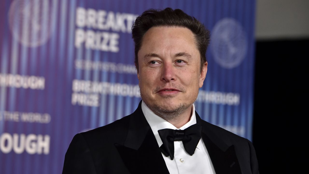 Elon Musk arrives at the tenth Breakthrough Prize Ceremony on Saturday, April 13, 2024, at the Academy Museum of Motion Pictures in Los Angeles.