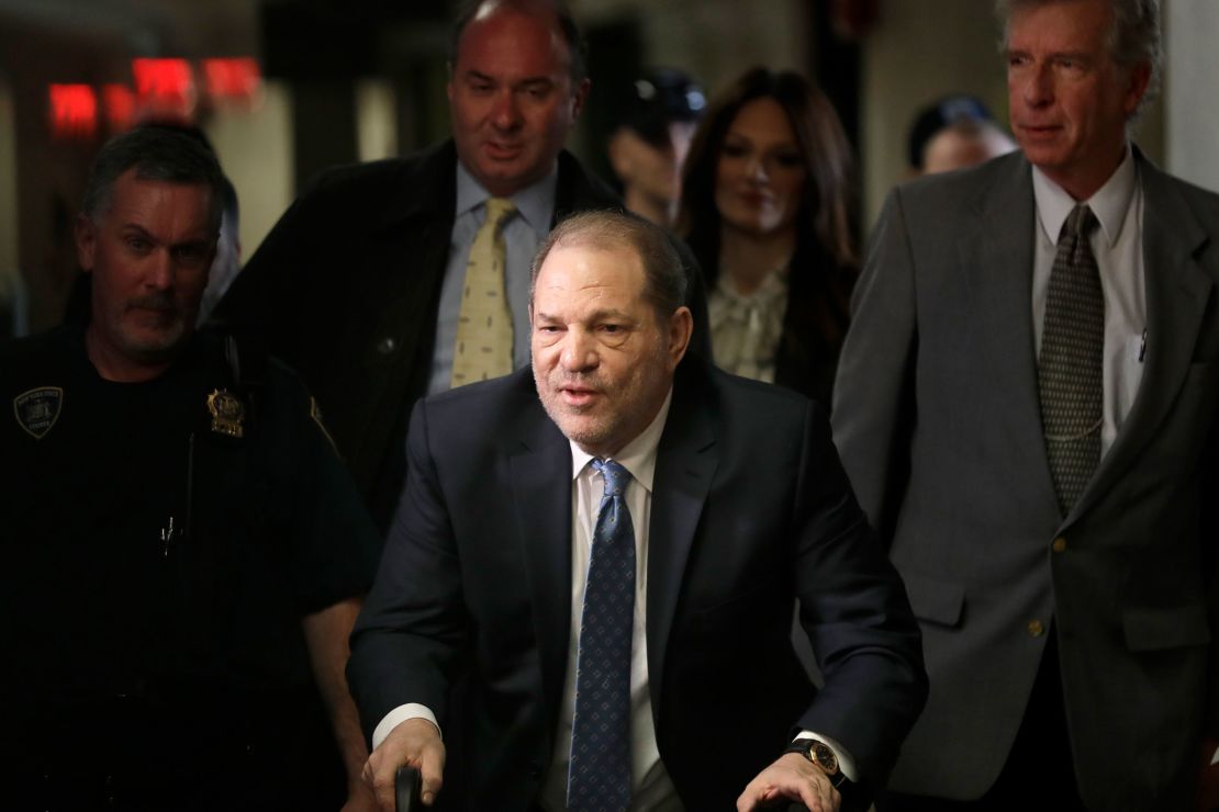 Harvey Weinstein arrives at a Manhattan courthouse for jury deliberations in February 2020. New York's highest court overturned his sex crimes conviction last week.