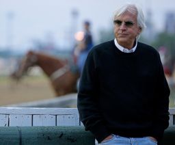 Trainer Bob Baffert watches a workout at Churchill Downs in 2016.