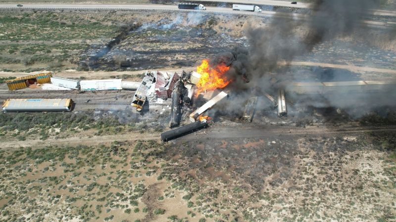 Evacuations lifted after dozens of train cars derailed near New Mexico state line, some carrying propane