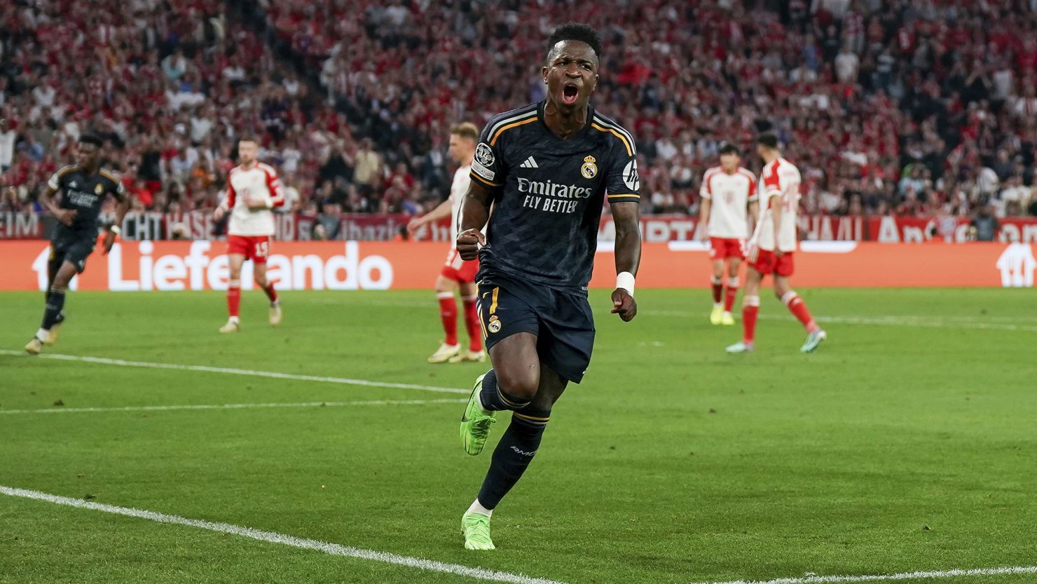 Vinícius Jr. scored two goals for Real Madrid as the Champions League semifinal first leg ended 2-2.