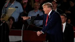 Former President Donald Trump speaks at a campaign rally in Waukesha, Wisconsin on May 1, 2024.