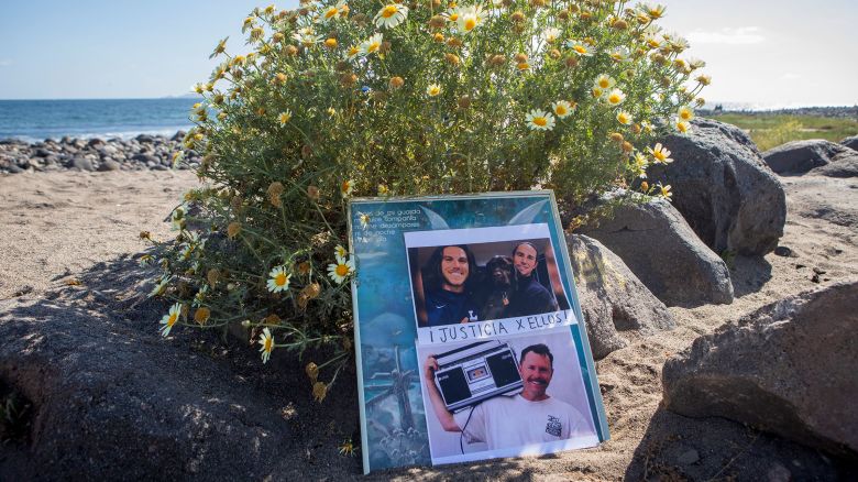 Photos of Jake and Callum Robinson and Jack Carter Rhoad at a beach in Ensenada, Mexico, on May 5, 2024. The three went missing while on a surfing and camping trip.