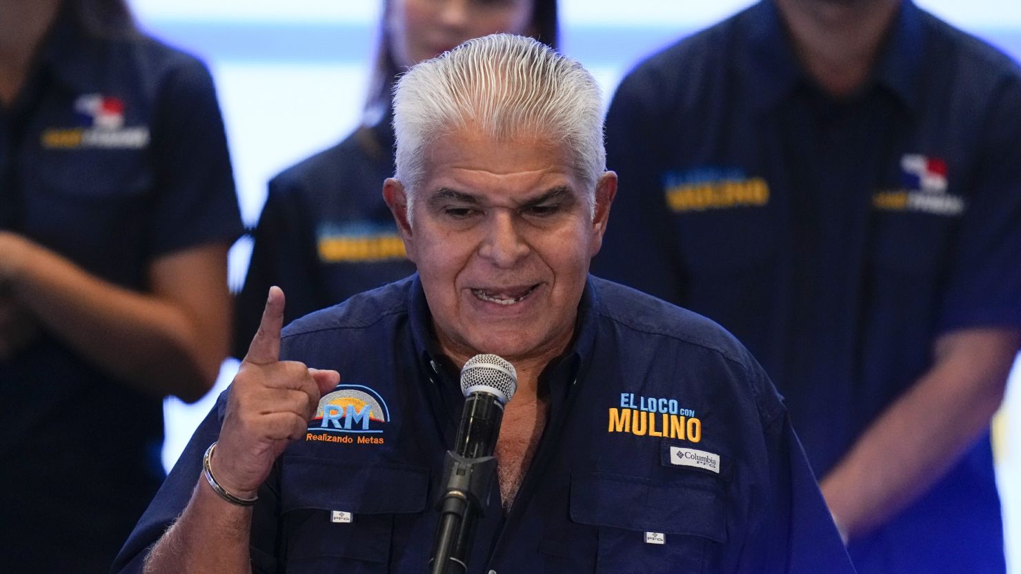 Presidential candidate Jose Raul Mulino speaks to supporters in Panama City, Sunday, May 5, 2024