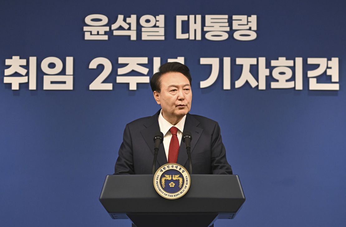 South Korean President Yoon Suk Yeol at a press conference in Seoul, South Korea, on, May 9, 2024.