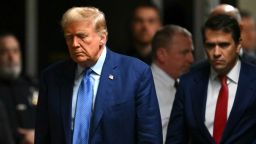 Former President Donald Trump arrives at Manhattan Criminal Court in New York, Thursday, May 9, 2024.