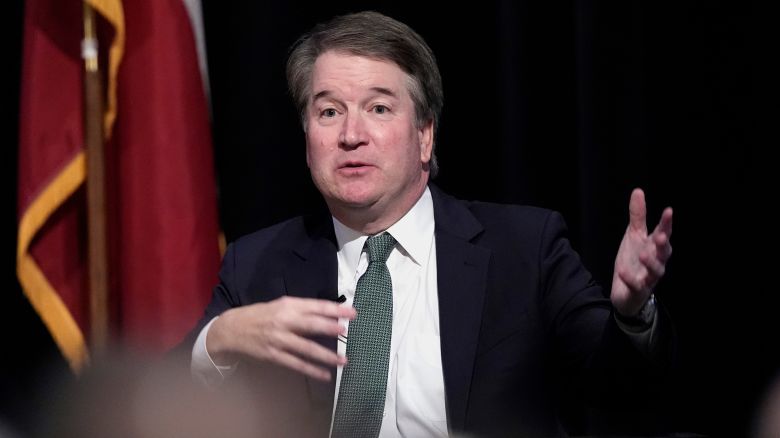 Supreme Court Justice Brett Kavanaugh answers questions during a judicial conference, Friday, May 10, 2024, in Austin, Texas.