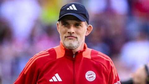 12 May 2024, Bavaria, Munich: Soccer: Bundesliga, Bayern Munich - VfL Wolfsburg, Matchday 33, Allianz Arena. Munich coach Thomas Tuchel stands in the stadium before the game. Photo by: Tom Weller/picture-alliance/dpa/AP Images