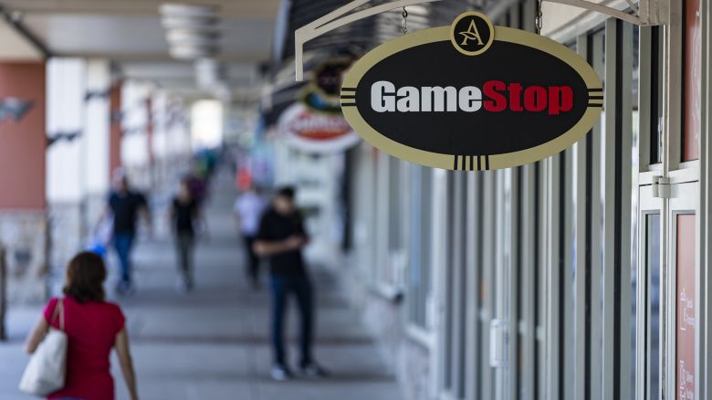 A GameStop location is seen on May 13, 2024 in Silver Spring, MD. Shares of the video game and collectables retailer, which saw unprecedented gains at the start of 2021 that triggered Congressional hearings and market reform, have once again begun to rise, seeing as high as a 118% gain in a single day of trading today.