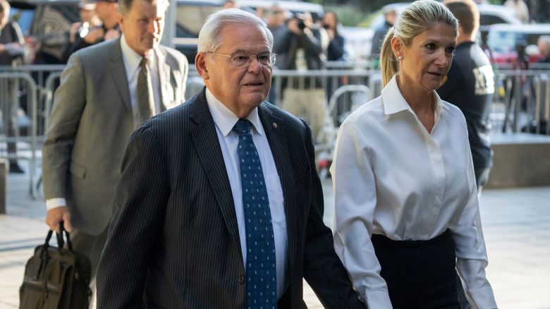 New Jersey Sen. Bob Menendez and his wife, Nadine, arrive at the federal courthouse in New York City on September 27, 2023.