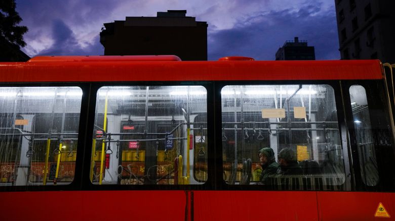 Commuters travel on a public bus in Santiago, Chile, Friday, May 17, 2024.