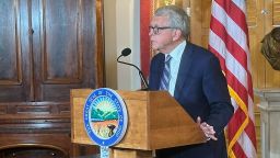 Ohio Gov. Mike DeWine speaks from the statehouse in Columbus on May 23, 2024.