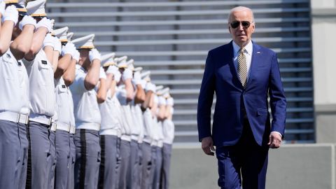 President Joe Biden walks to speak to graduating cadets at the U.S. Military Academy commencement ceremony, Saturday, May 25, 2024, in West Point, N.Y.
