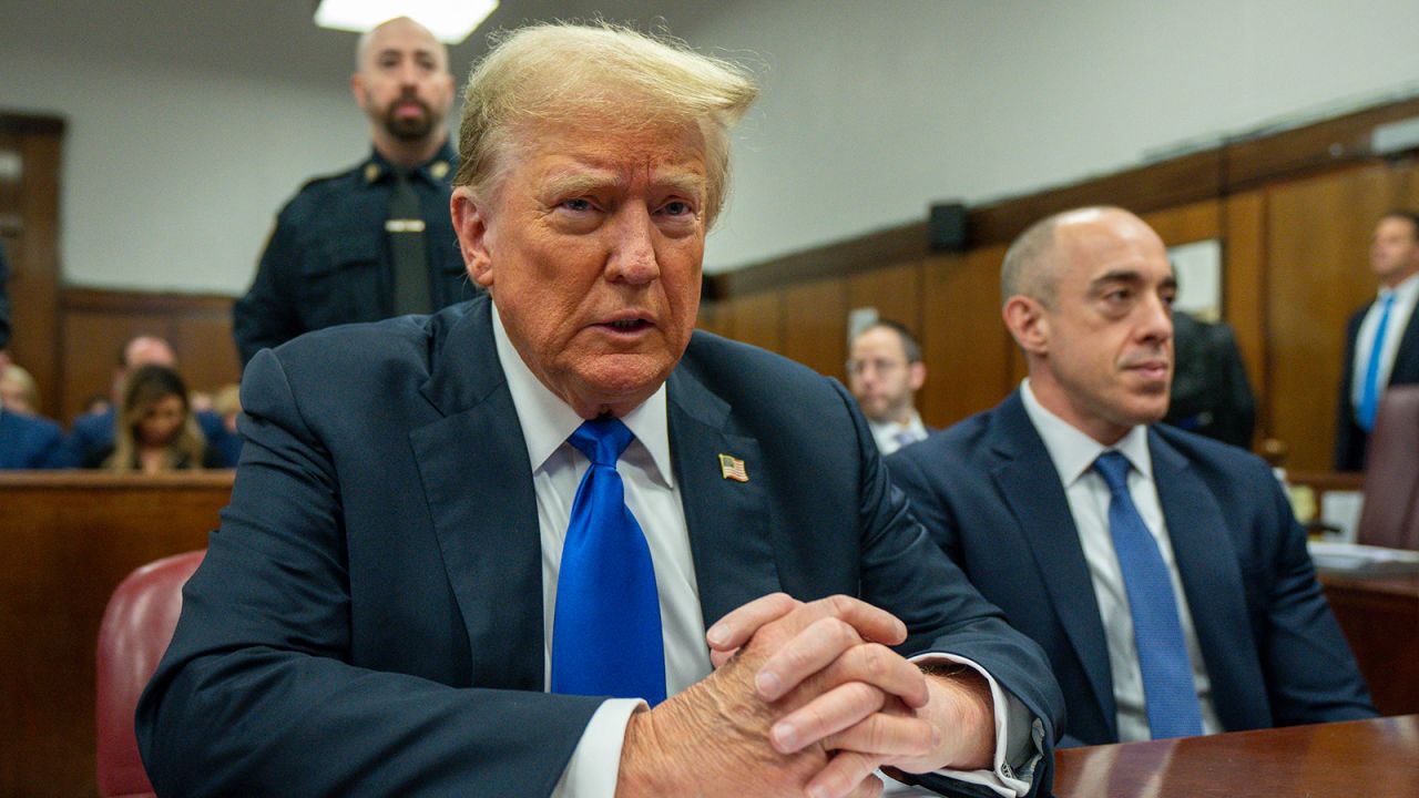 Former President Donald Trump appears at Manhattan criminal court during jury deliberations in his criminal hush money trial in New York, Thursday, May 30, 2024.